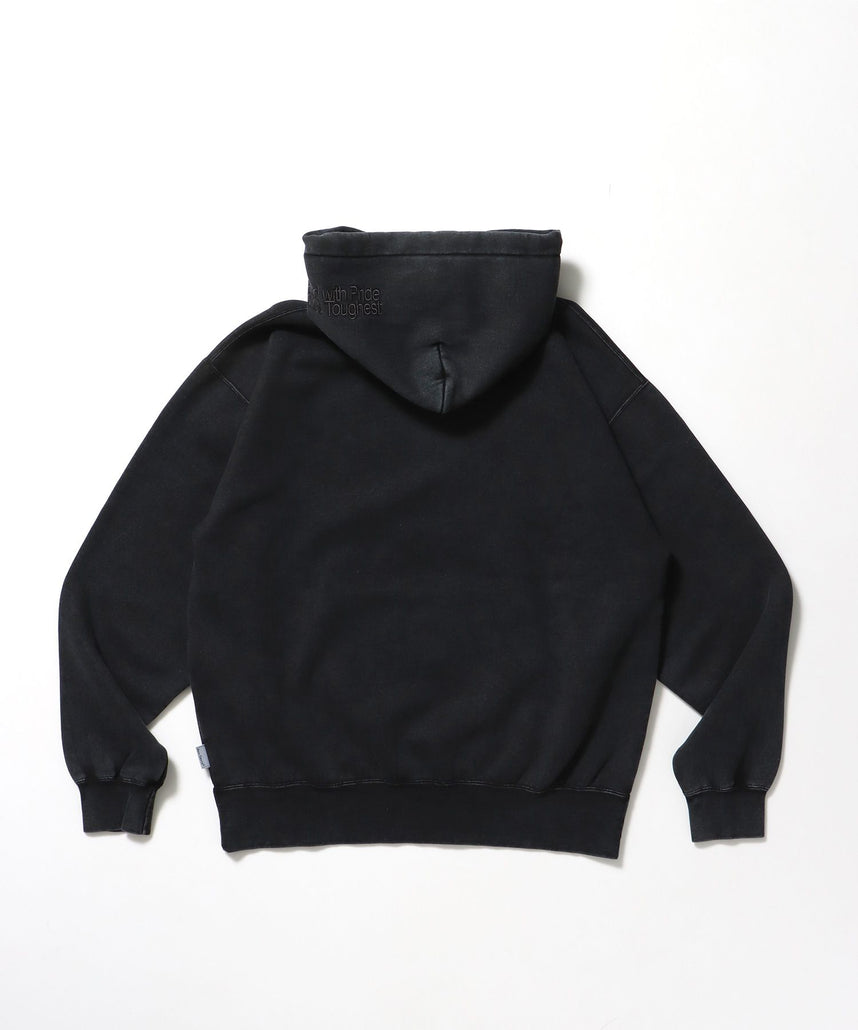 ARCH LOGO FADED HOODIE / パーカー フーディ 加工 刺繍 裏起毛 ブラック