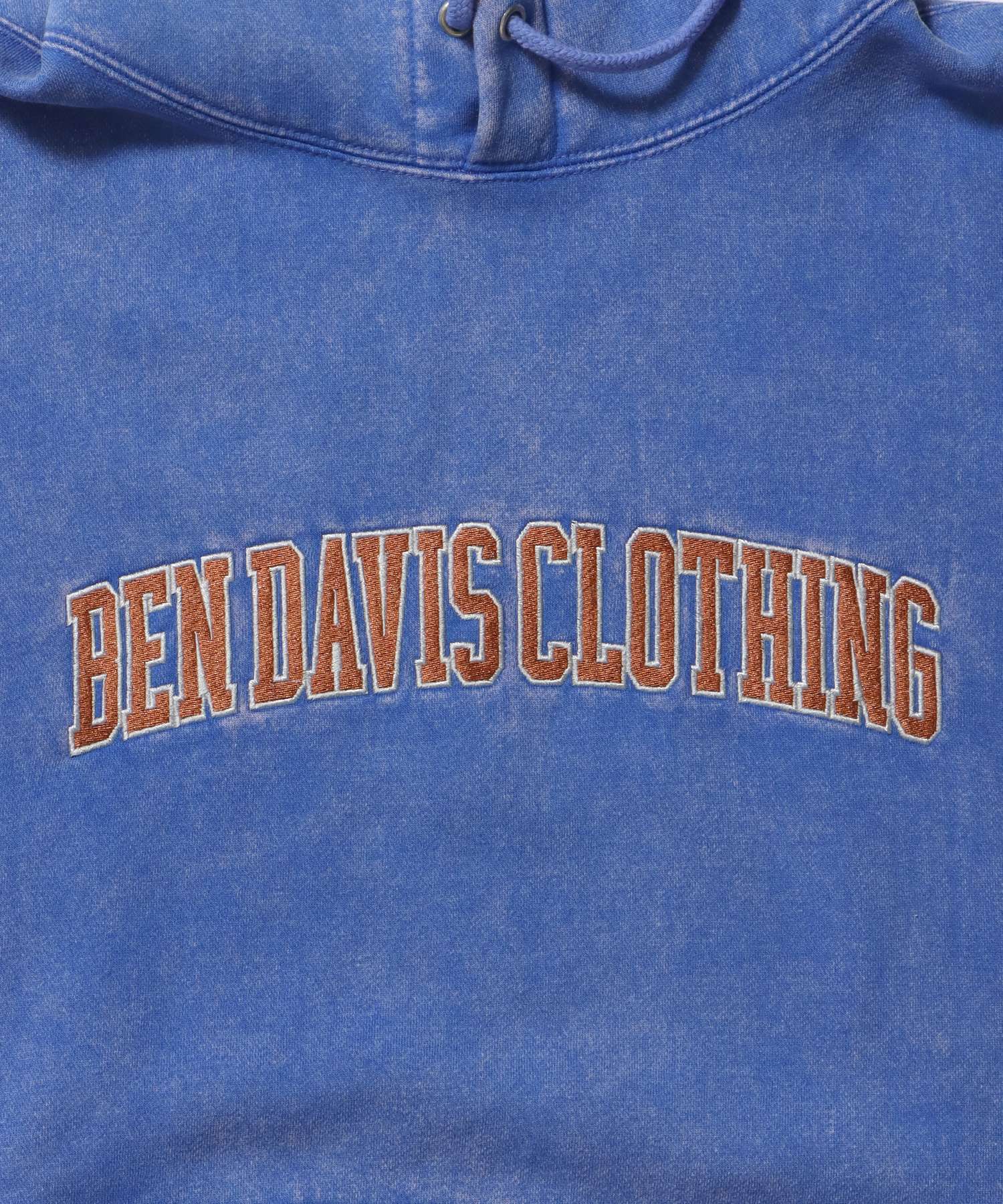 ARCH LOGO FADED HOODIE / パーカー フーディ 加工 刺繍 裏起毛 ブルー