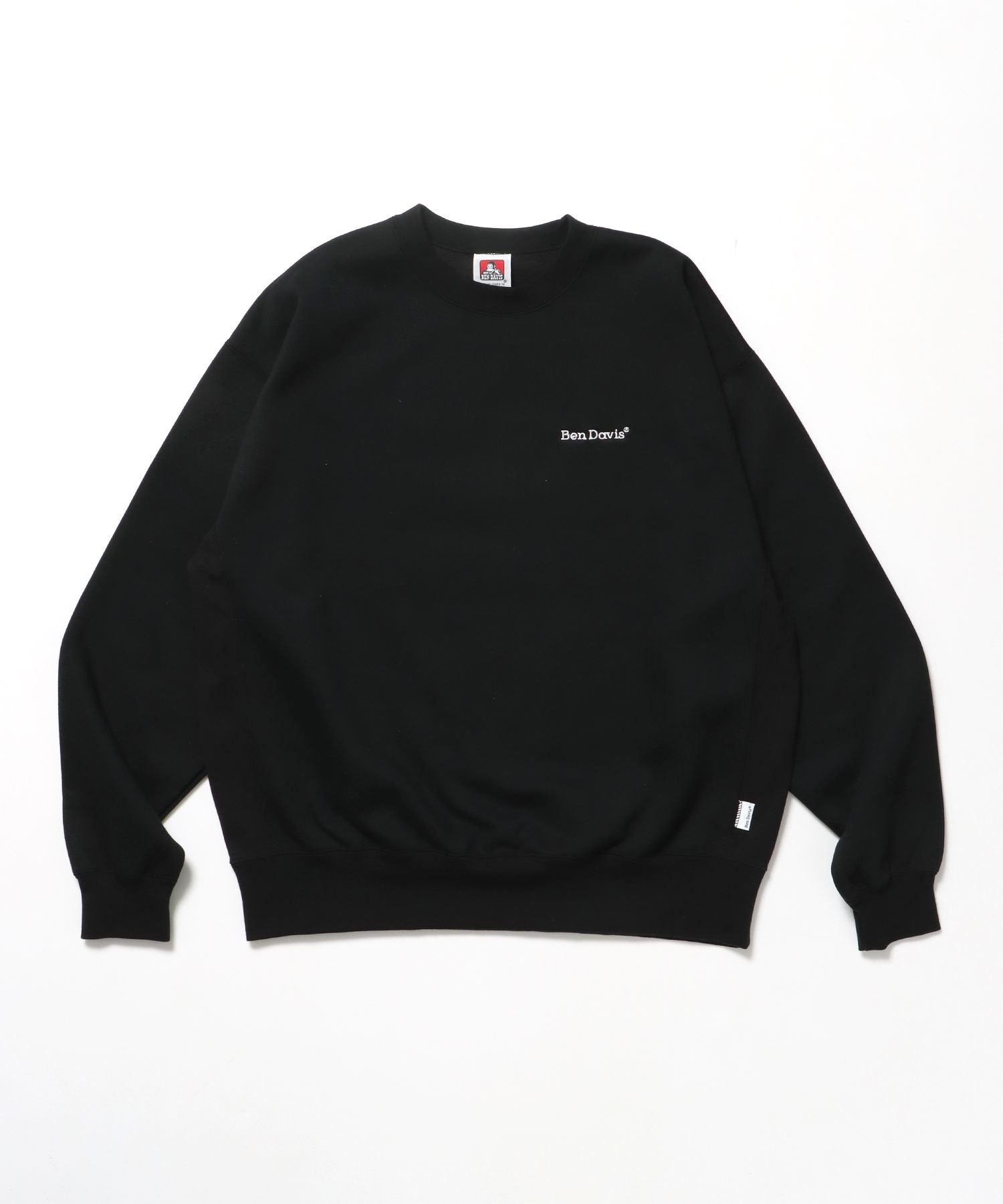【BEN DAVIS(ベンデイビス)】HEAVY SWEAT CREW / スウェット トレーナー 裏起毛 クルーネック ワンポイント刺繍 ブラック