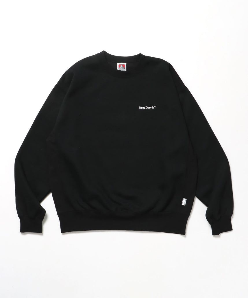 【BEN DAVIS(ベンデイビス)】HEAVY SWEAT CREW / スウェット トレーナー 裏起毛 クルーネック ワンポイント刺繍 ブラック