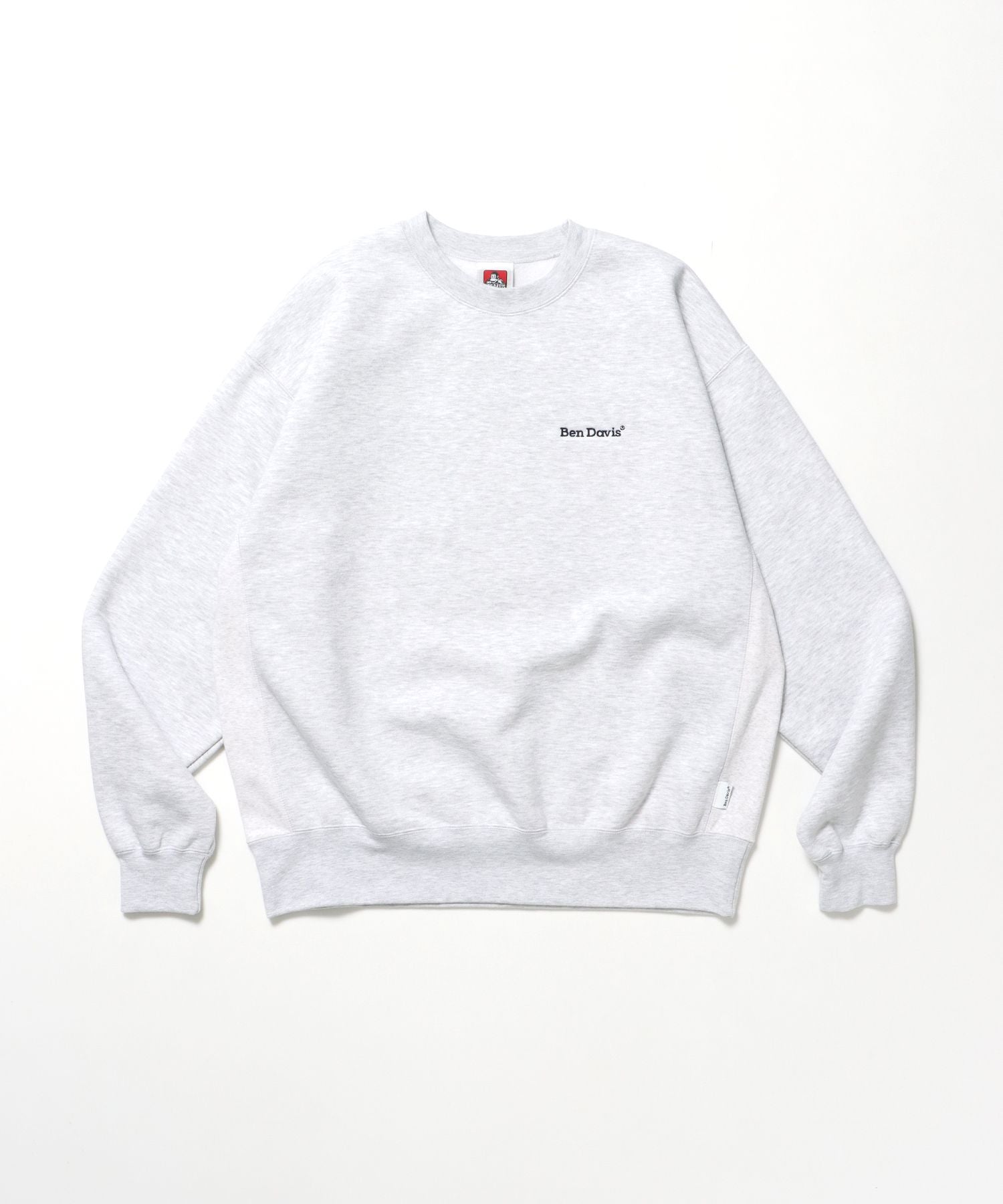 【BEN DAVIS(ベンデイビス)】HEAVY SWEAT CREW / スウェット トレーナー 裏起毛 クルーネック ワンポイント刺繍 アッシュグレー