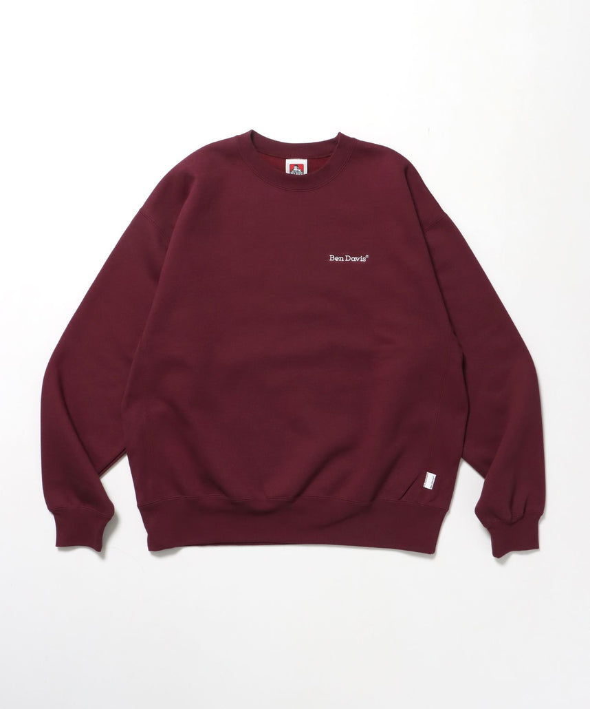 【BEN DAVIS(ベンデイビス)】HEAVY SWEAT CREW / スウェット トレーナー 裏起毛 クルーネック ワンポイント刺繍 バーガンディー