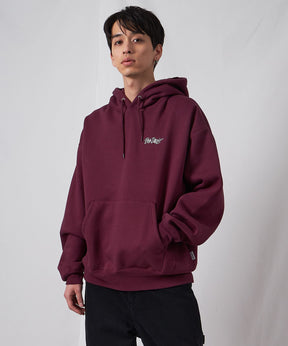 HEAVY SWEAT HOODIE / パーカー 刺繍 裏起毛 ヘビーウエイト フーディー ワンポイント バーガンディー