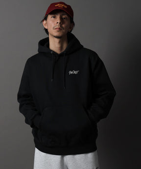 HEAVY SWEAT HOODIE / パーカー 刺繍 裏起毛 ヘビーウエイト フーディー ワンポイント ブラック