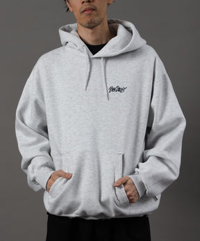 HEAVY SWEAT HOODIE / パーカー 刺繍 裏起毛 ヘビーウエイト フーディー ワンポイント アッシュグレー