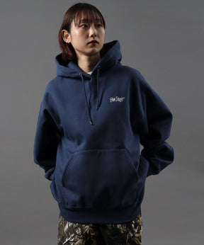 HEAVY SWEAT HOODIE / パーカー 刺繍 裏起毛 ヘビーウエイト フーディー ワンポイント ブルーグレー