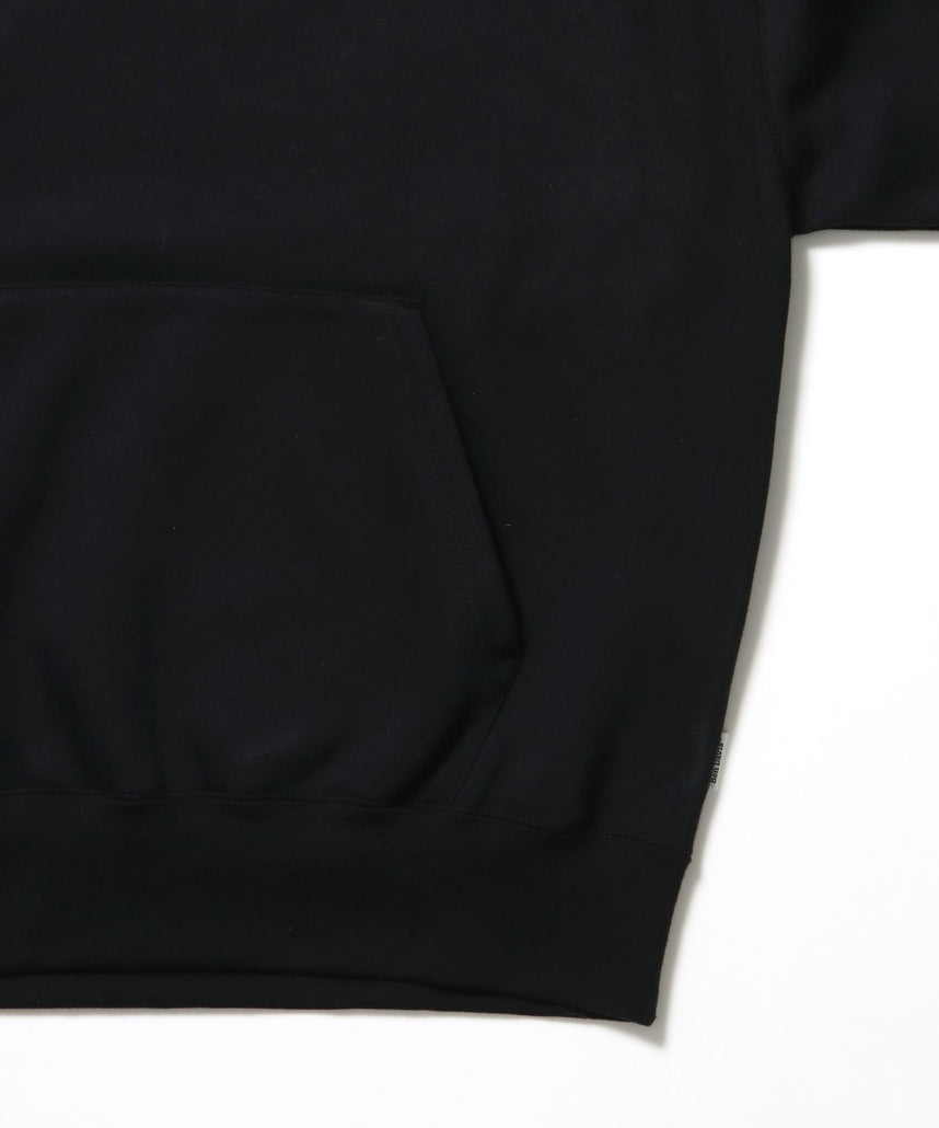 HEAVY SWEAT HOODIE / パーカー 刺繍 裏起毛 ヘビーウエイト フーディー ワンポイント ブラック