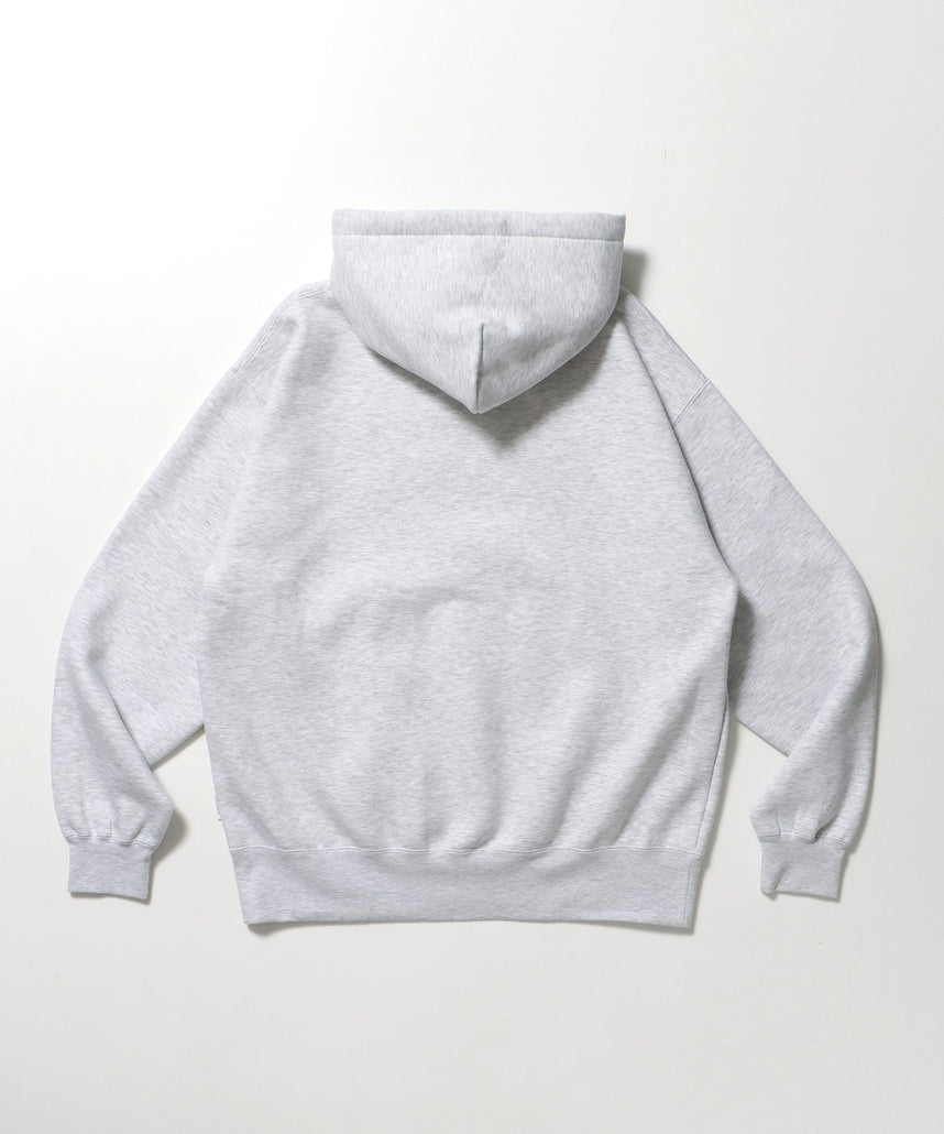 HEAVY SWEAT HOODIE / パーカー 刺繍 裏起毛 ヘビーウエイト フーディー ワンポイント アッシュグレー