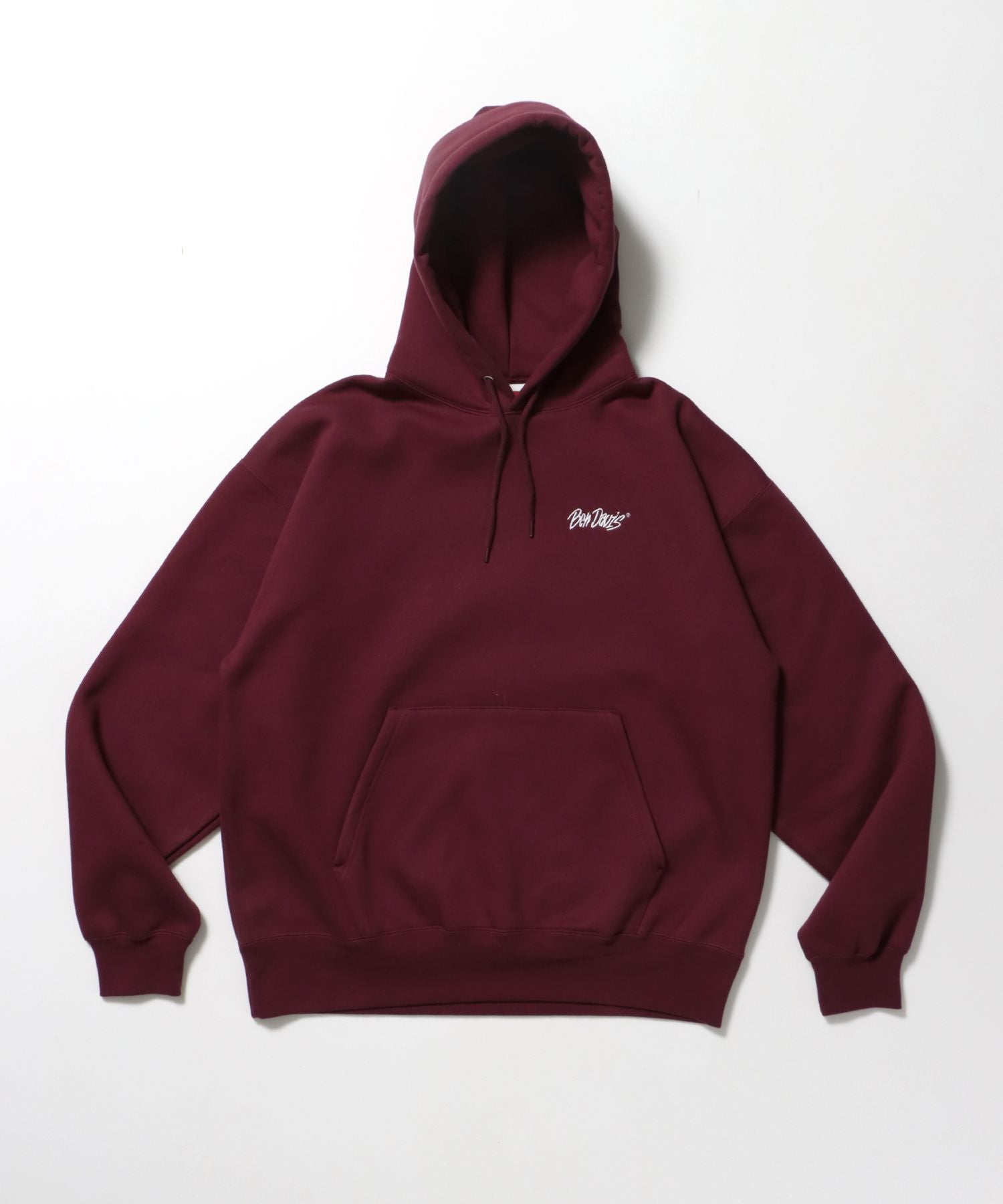 【BEN DAVIS(ベンデイビス)】HEAVY SWEAT HOODIE / パーカー 刺繍 裏起毛 ヘビーウエイト フーディー ワンポイント バーガンディー