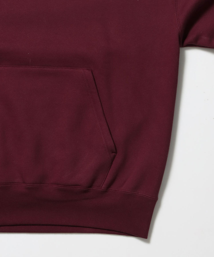 HEAVY SWEAT HOODIE / パーカー 刺繍 裏起毛 ヘビーウエイト フーディー ワンポイント バーガンディー