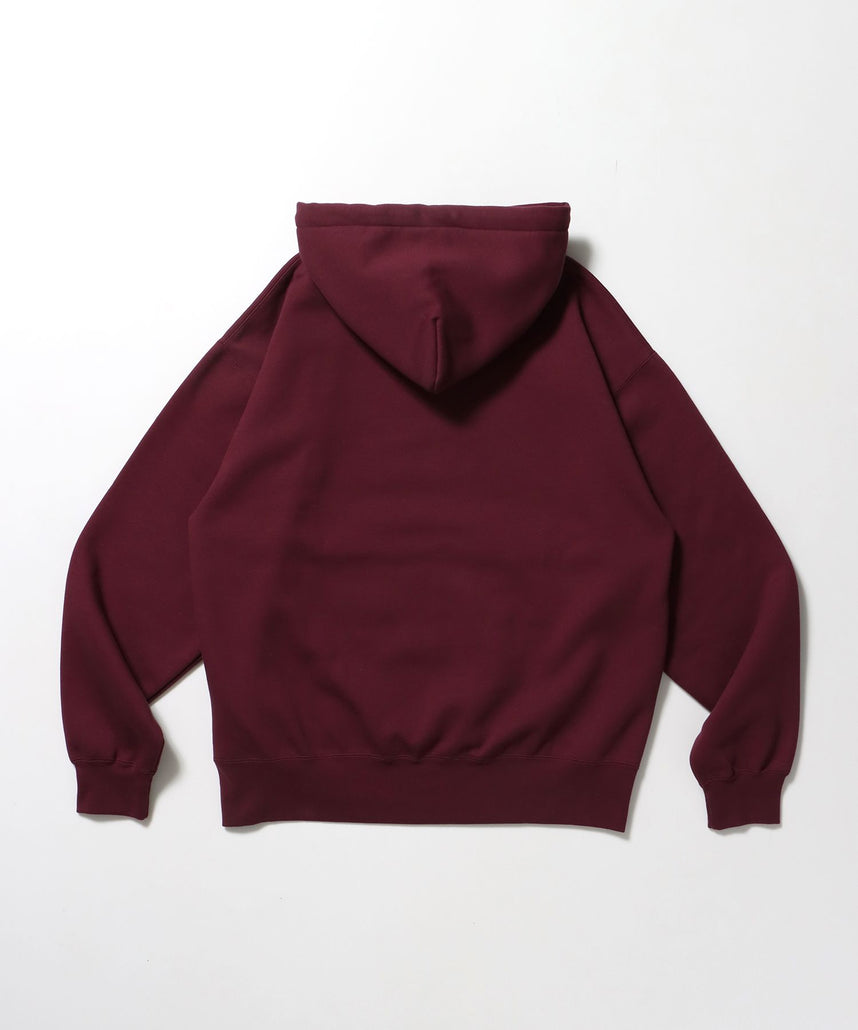 HEAVY SWEAT HOODIE / パーカー 刺繍 裏起毛 ヘビーウエイト フーディー ワンポイント バーガンディー