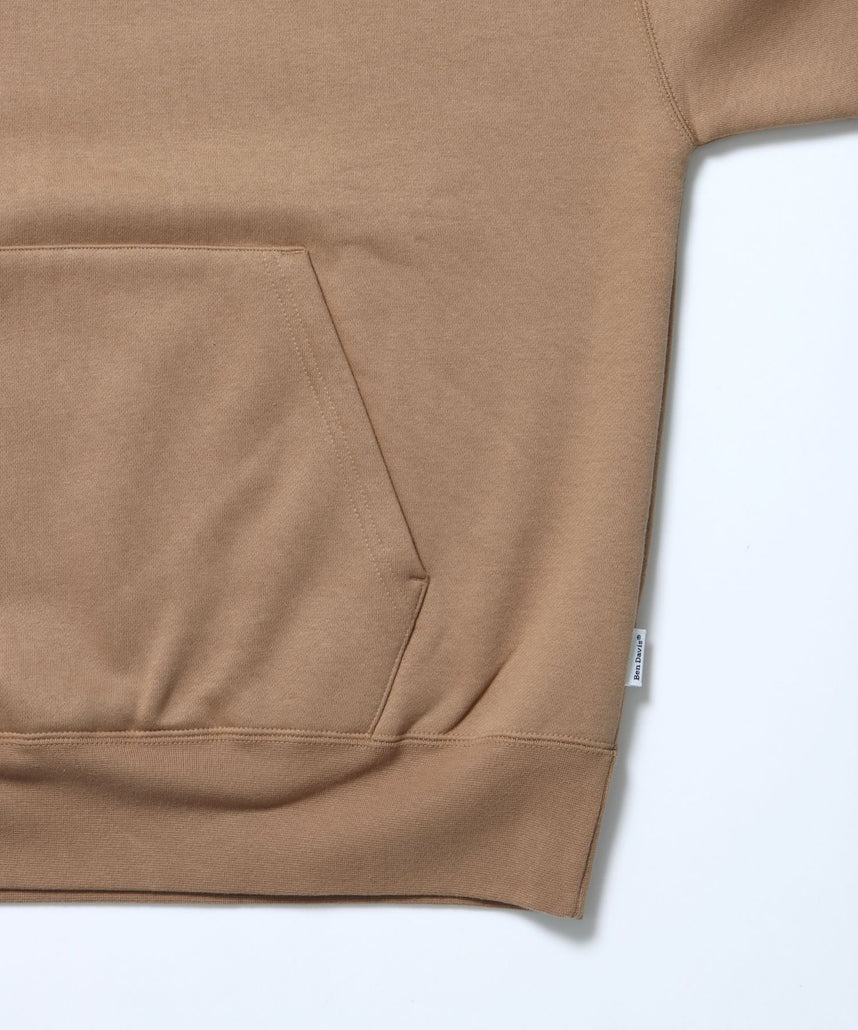 HEAVY SWEAT HOODIE / パーカー 刺繍 裏起毛 ヘビーウエイト フーディー ワンポイント モカ