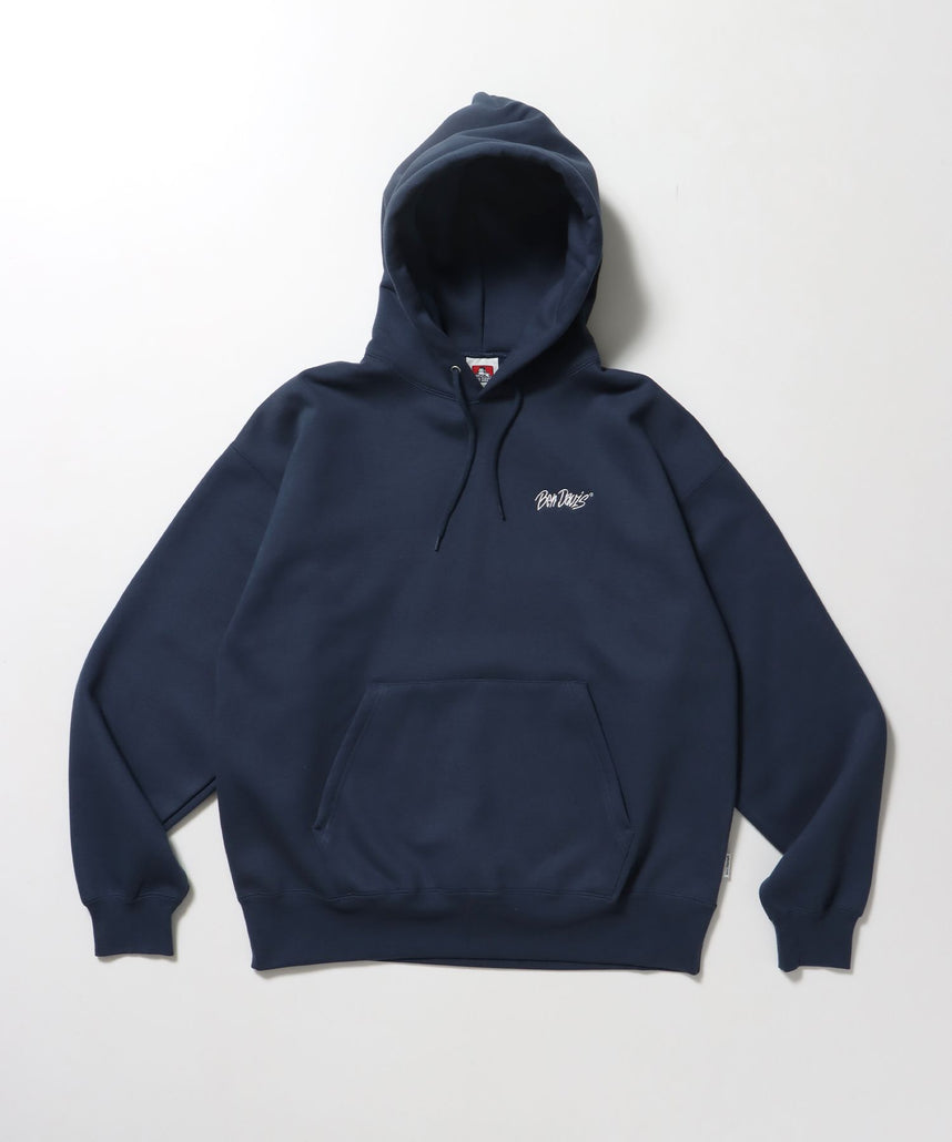 【BEN DAVIS(ベンデイビス)】HEAVY SWEAT HOODIE / パーカー 刺繍 裏起毛 ヘビーウエイト フーディー ワンポイント ブルーグレー