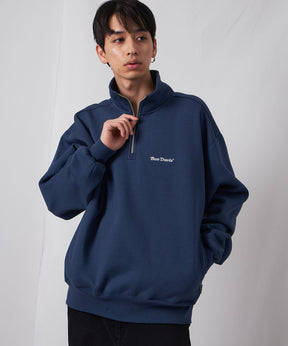 HEAVY SWEAT HALF ZIP / ヘビースウェット ハーフジップ 裏起毛 ジップ ワンポイント ブルーグレー