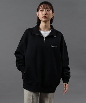 HEAVY SWEAT HALF ZIP / ヘビースウェット ハーフジップ 裏起毛 ジップ ワンポイント ブラック