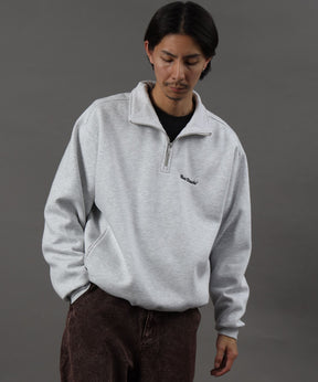 HEAVY SWEAT HALF ZIP / ヘビースウェット ハーフジップ 裏起毛 ジップ ワンポイント アッシュグレー