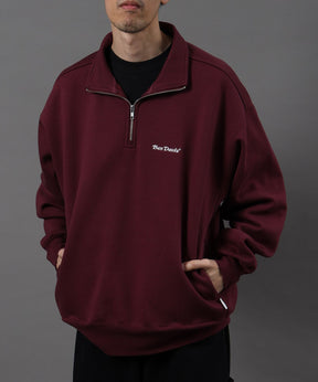 HEAVY SWEAT HALF ZIP / ヘビースウェット ハーフジップ 裏起毛 ジップ ワンポイント バーガンディー