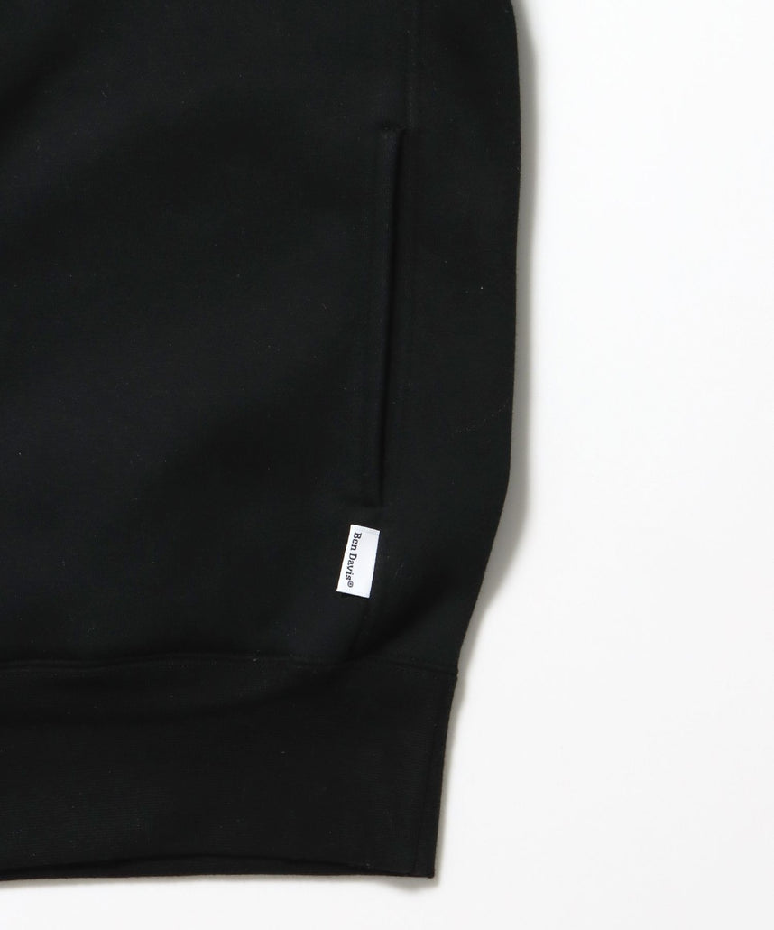 HEAVY SWEAT HALF ZIP / ヘビースウェット ハーフジップ 裏起毛 ジップ ワンポイント ブラック