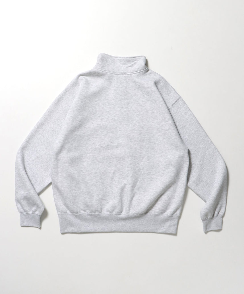 HEAVY SWEAT HALF ZIP / ヘビースウェット ハーフジップ 裏起毛 ジップ ワンポイント アッシュグレー