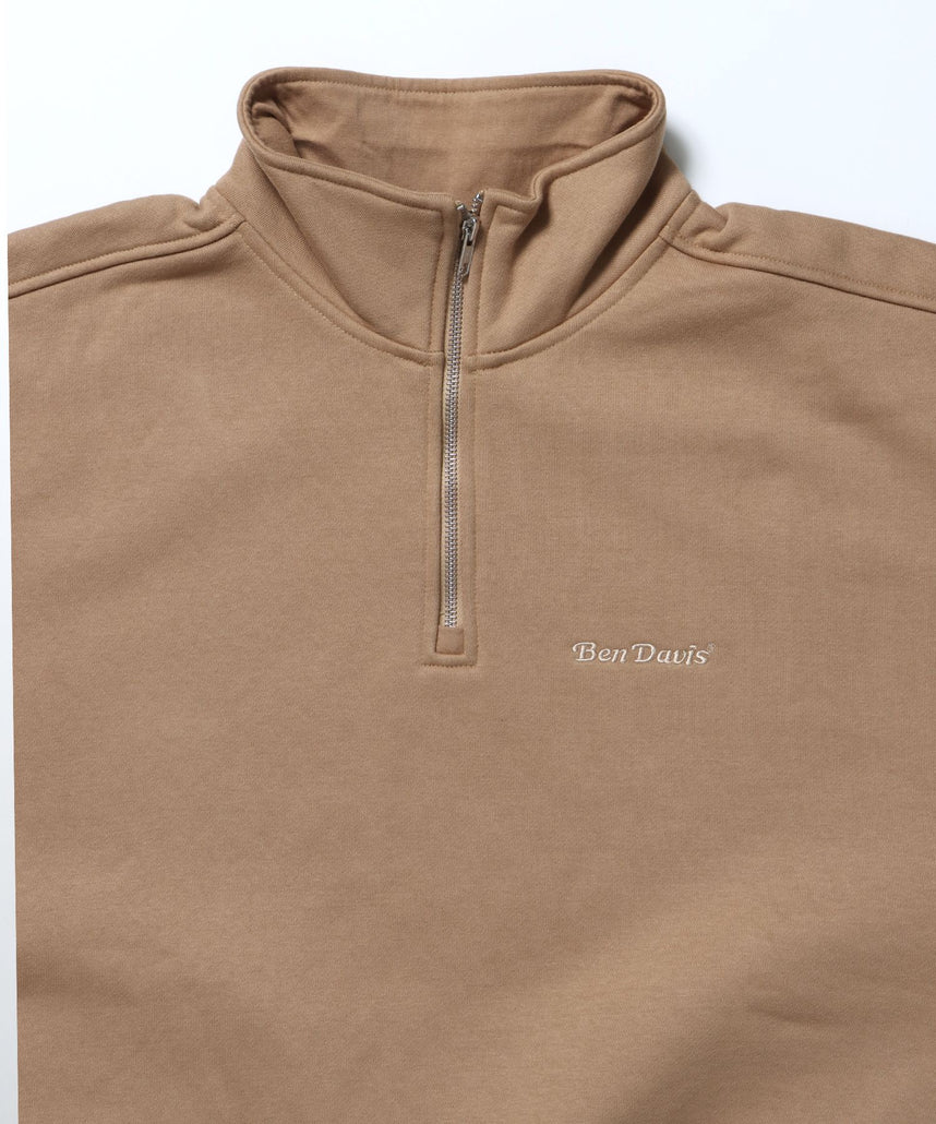 HEAVY SWEAT HALF ZIP / ヘビースウェット ハーフジップ 裏起毛 ジップ ワンポイント モカ