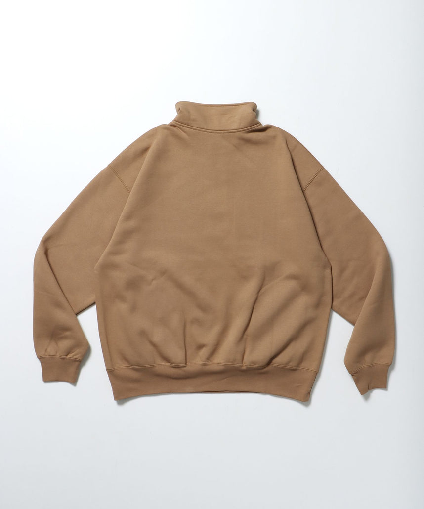 HEAVY SWEAT HALF ZIP / ヘビースウェット ハーフジップ 裏起毛 ジップ ワンポイント モカ