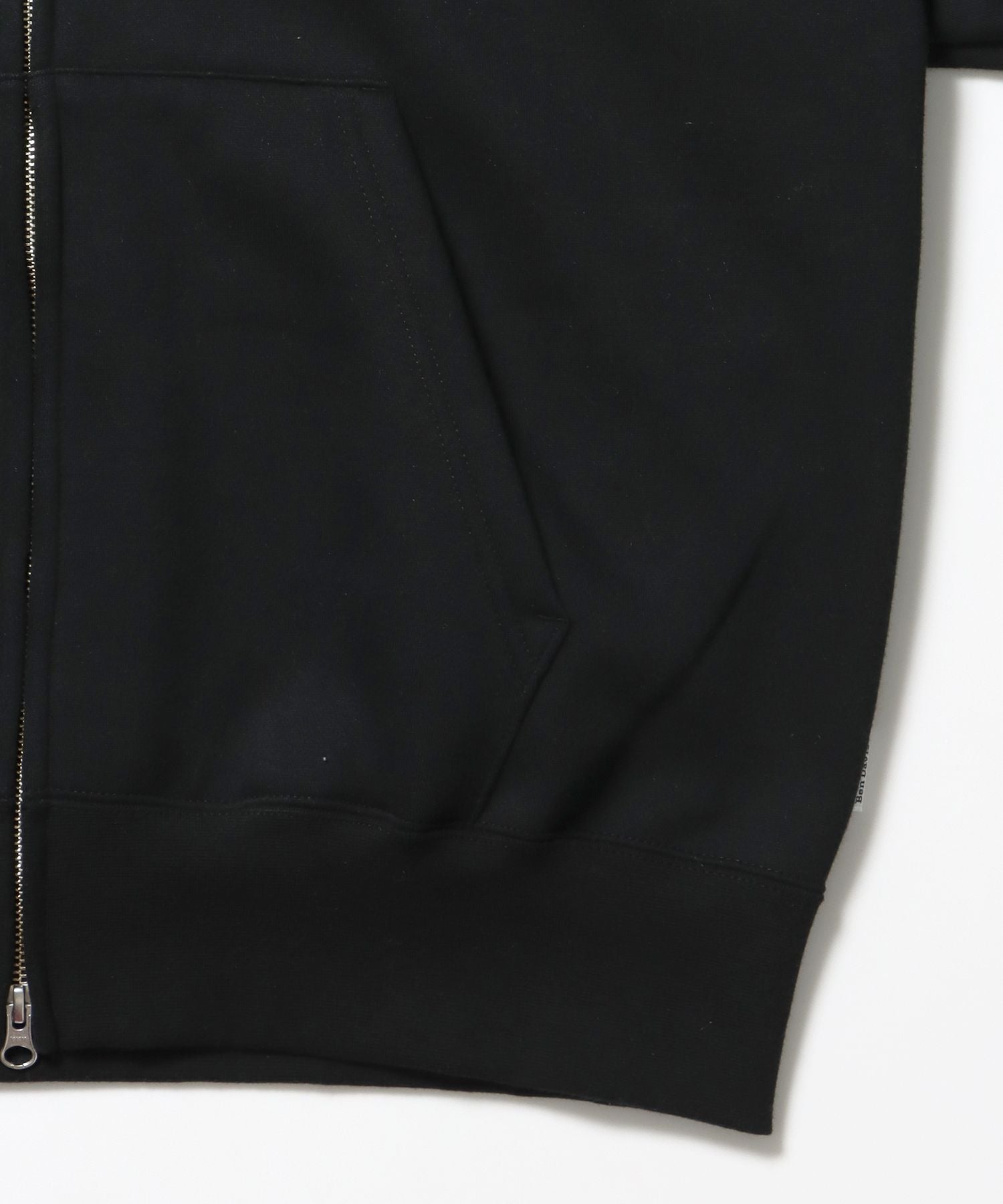 HEAVY SWEAT ZIP HOODIE / パーカー ジップ ワンポイント 刺繍 裏起毛 ブラック