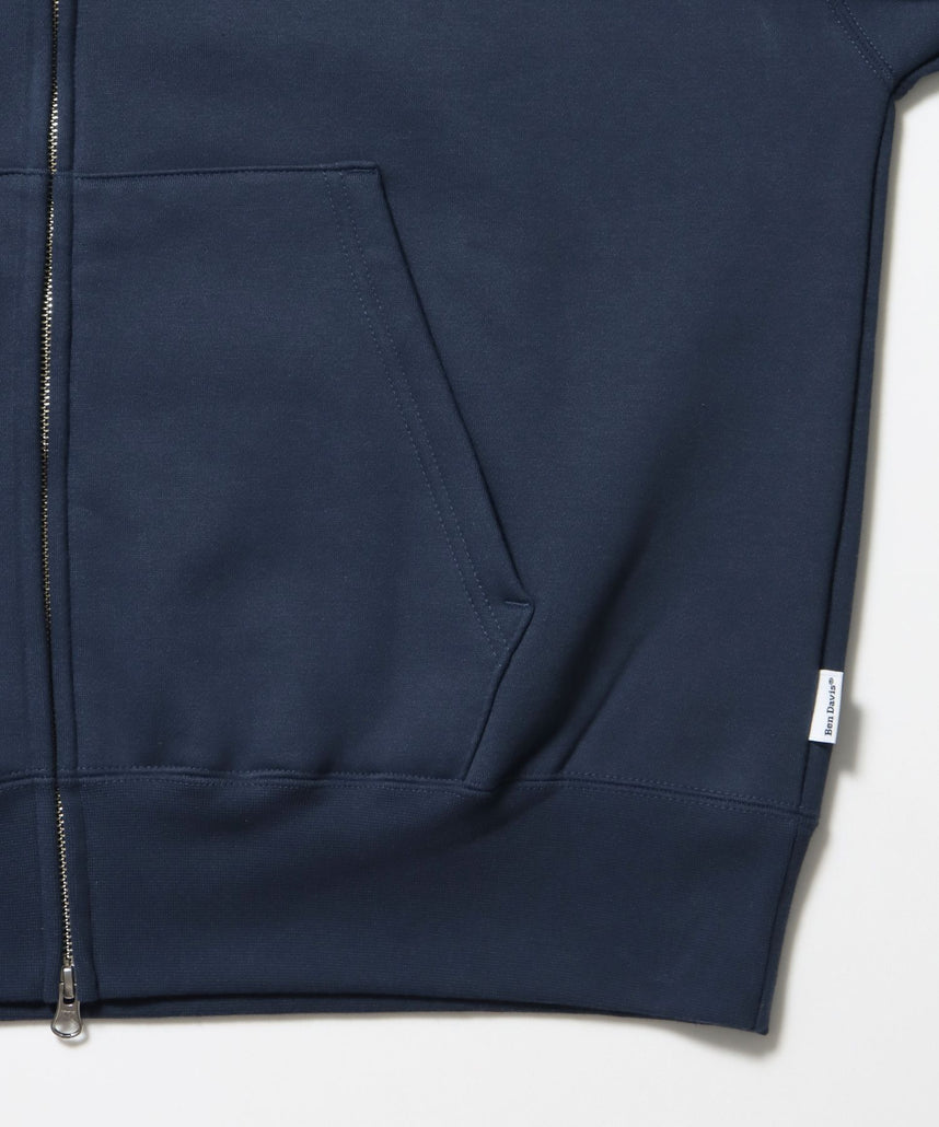 HEAVY SWEAT ZIP HOODIE / パーカー ジップ ワンポイント 刺繍 裏起毛 ブルーグレー