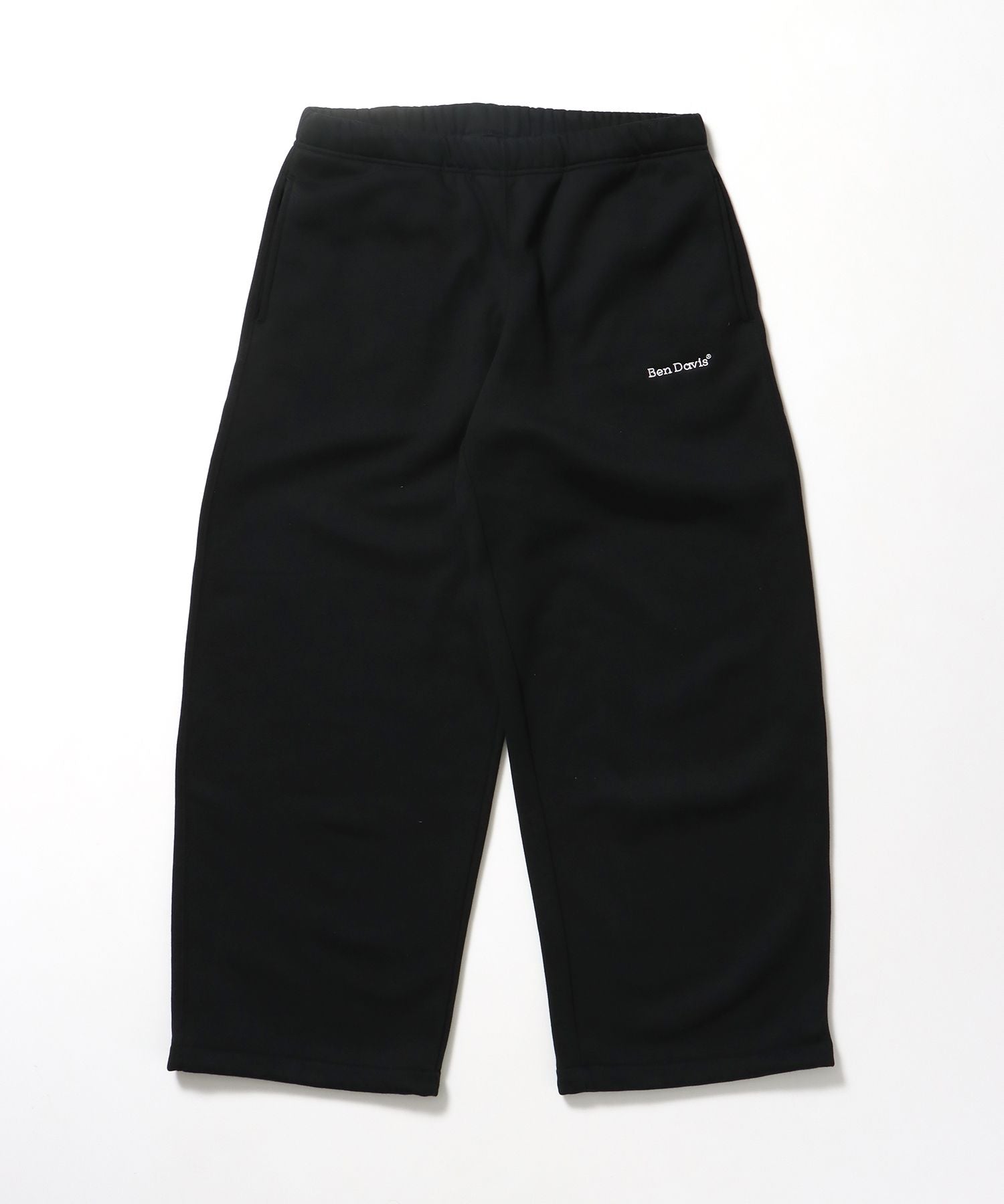 【BEN DAVIS(ベンデイビス)】WIDE CURVE SWEAT PANTS / ワイド カーブパンツ スウェットパンツ 裏起毛 ドローコード 刺繍 ブラック