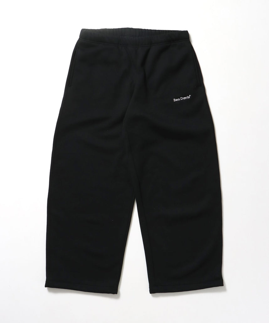 【BEN DAVIS(ベンデイビス)】WIDE CURVE SWEAT PANTS / ワイド カーブパンツ スウェットパンツ 裏起毛 ドローコード 刺繍 ブラック