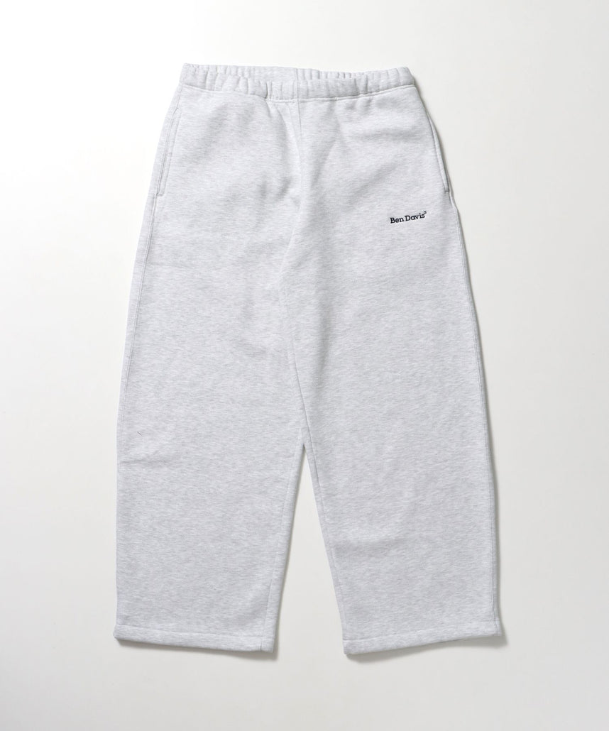 【BEN DAVIS(ベンデイビス)】WIDE CURVE SWEAT PANTS / ワイド カーブパンツ スウェットパンツ 裏起毛 ドローコード 刺繍 アッシュグレー