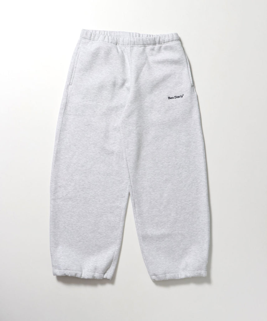 【BEN DAVIS(ベンデイビス)】WIDE CURVE SWEAT PANTS / ワイド カーブパンツ スウェットパンツ 裏起毛 ドローコード 刺繍 アッシュグレー