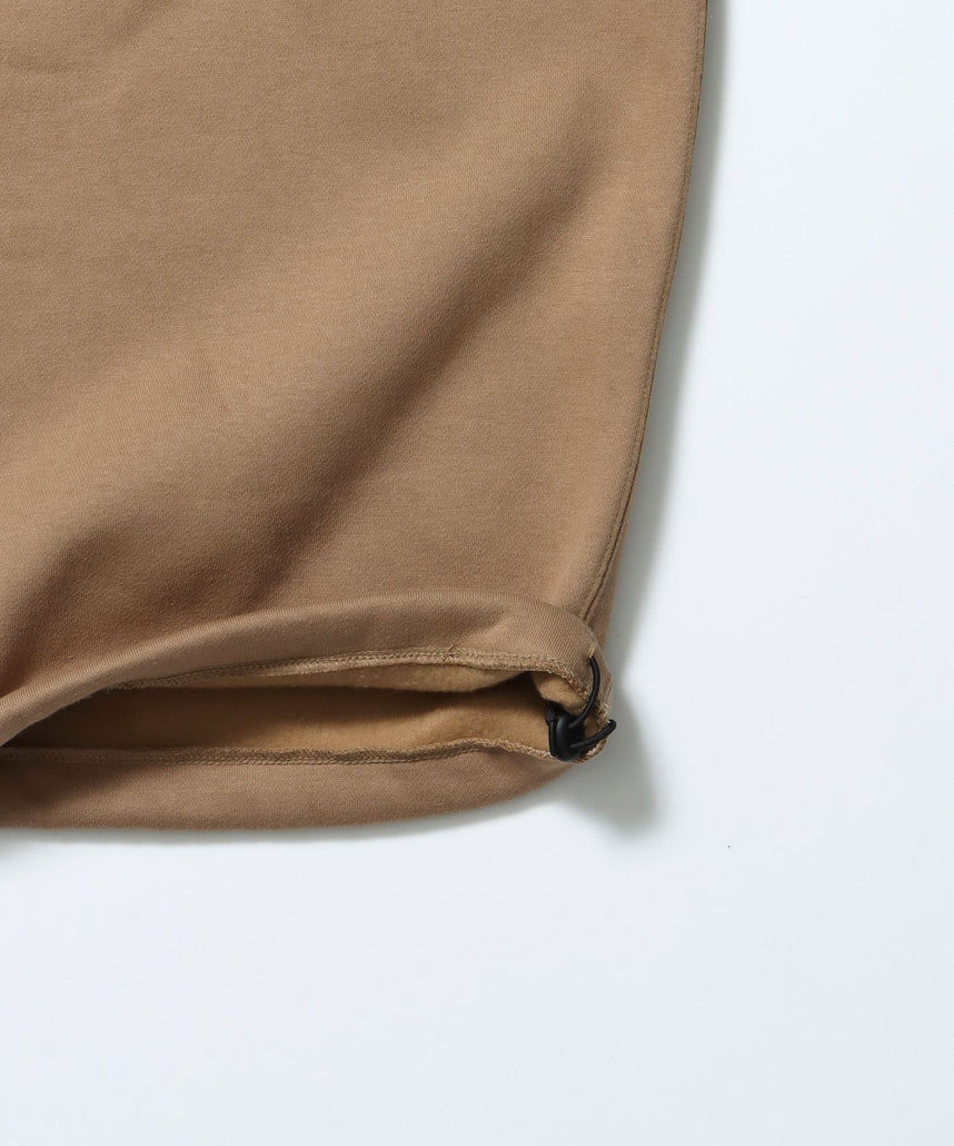 WIDE CURVE SWEAT PANTS / ワイド カーブパンツ スウェットパンツ 裏起毛 ドローコード 刺繍 モカ