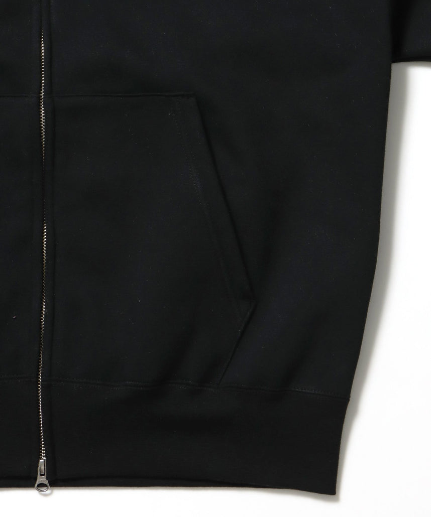 SELECTION ZIP HOODIE /パーカー ジップパーカー ダブルジップ 短丈 刺繍 プリント ブラック