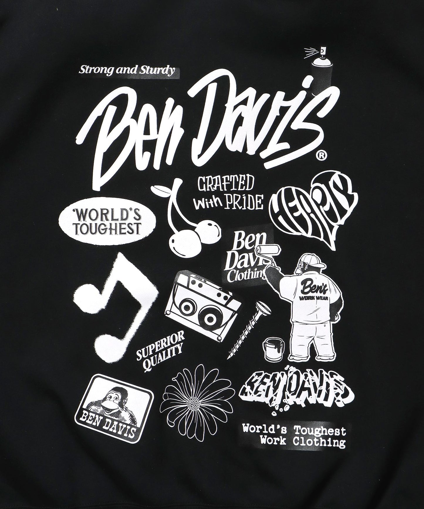 SELECTION ZIP HOODIE /パーカー ジップパーカー ダブルジップ 短丈 刺繍 プリント ブラック