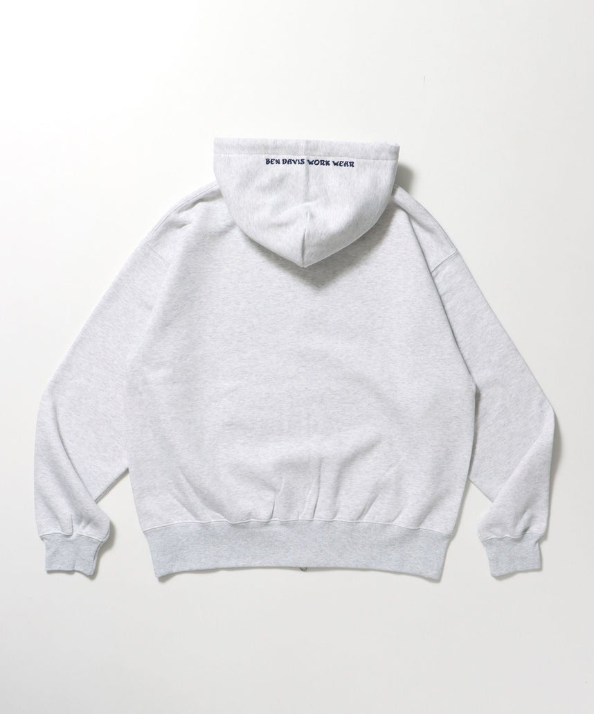 JAGGED LOGO ZIP HOODIE /パーカー ジップパーカー ダブルジップ 短丈 刺繍 アッシュグレー
