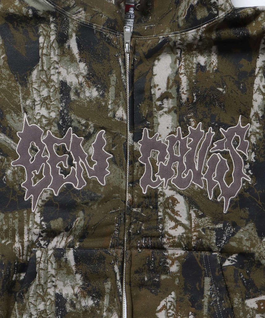 JAGGED LOGO ZIP HOODIE /パーカー ジップパーカー ダブルジップ 短丈 刺繍 柄80