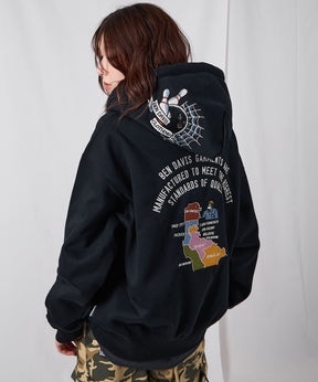 SOUVENIR ZIP HOODIE /パーカー ジップパーカー ダブルジップ 短丈 刺繍 ブラック