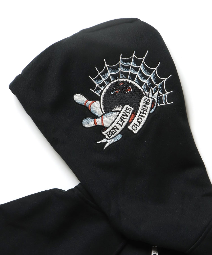 SOUVENIR ZIP HOODIE /パーカー ジップパーカー ダブルジップ 短丈 刺繍 ブラック