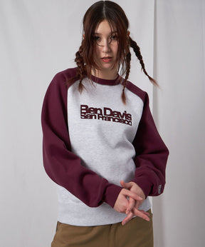 CENTER LOGO RAGLAN CREW (70's FIT) / スウェット ラグラン クルーネック 刺繍 裏起毛 バーガンディー