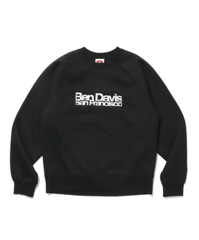 CENTER LOGO RAGLAN CREW (70's FIT) / スウェット ラグラン クルーネック 刺繍 裏起毛 ブラック