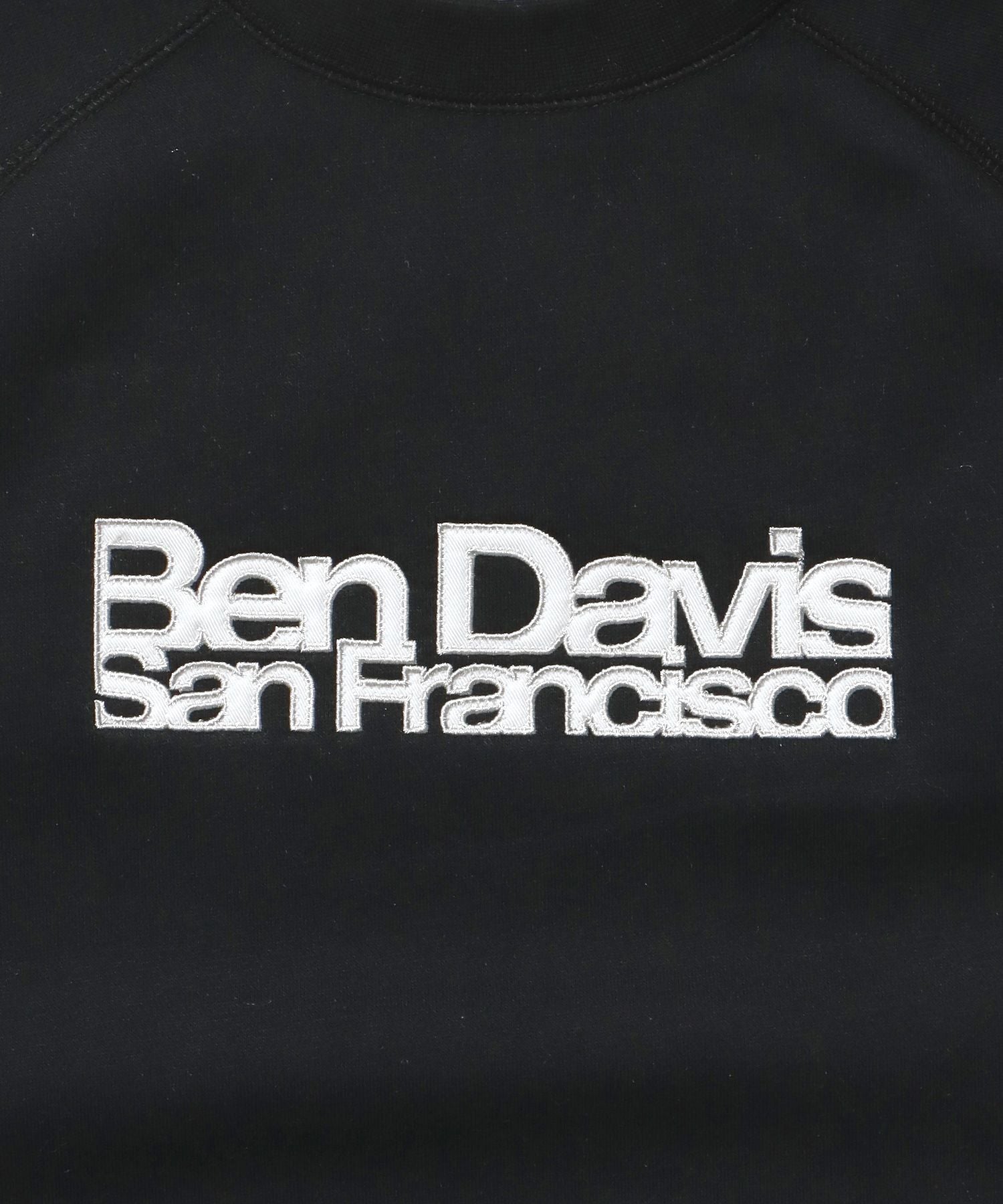 CENTER LOGO RAGLAN CREW (70's FIT) / スウェット ラグラン クルーネック 刺繍 裏起毛 ブラック