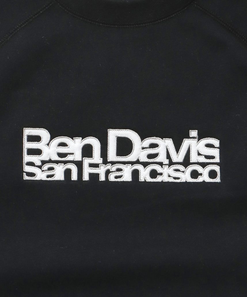 CENTER LOGO RAGLAN CREW (70's FIT) / スウェット ラグラン クルーネック 刺繍 裏起毛 ブラック