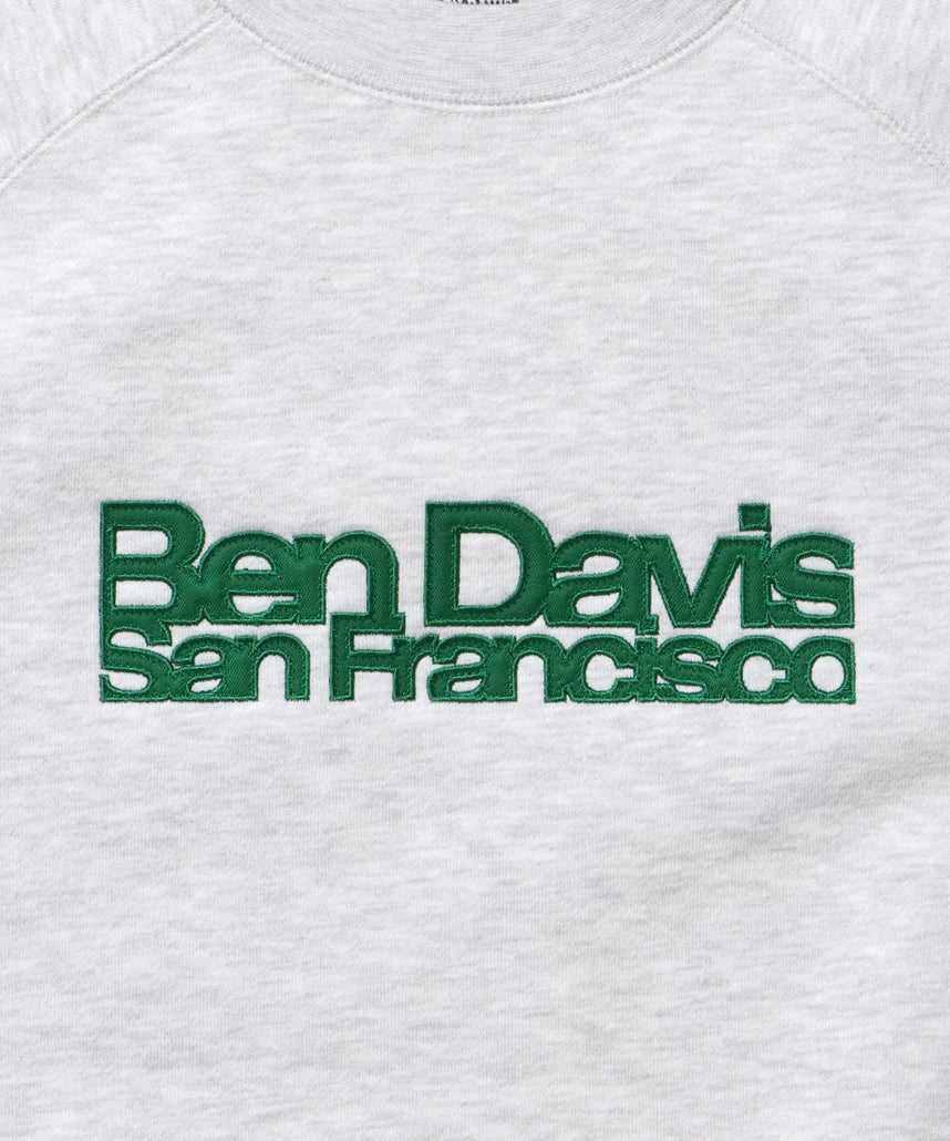 CENTER LOGO RAGLAN CREW (70's FIT) / スウェット ラグラン クルーネック 刺繍 裏起毛 アッシュグレー