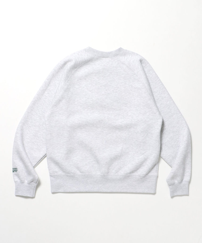 CENTER LOGO RAGLAN CREW (70's FIT) / スウェット ラグラン クルーネック 刺繍 裏起毛 アッシュグレー