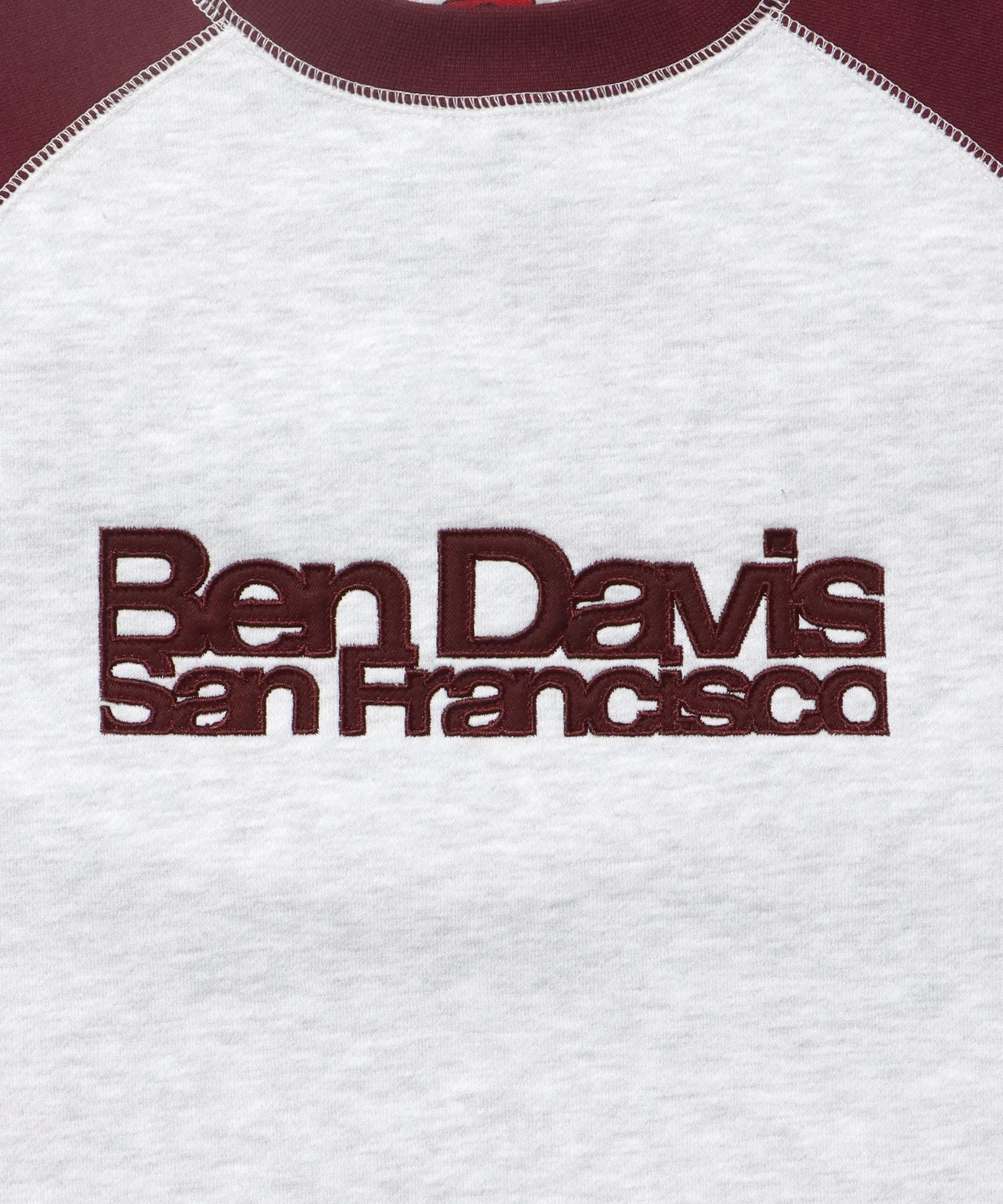 CENTER LOGO RAGLAN CREW (70's FIT) / スウェット ラグラン クルーネック 刺繍 裏起毛 バーガンディー