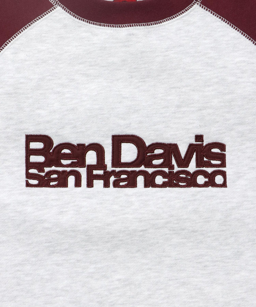 CENTER LOGO RAGLAN CREW (70's FIT) / スウェット ラグラン クルーネック 刺繍 裏起毛 バーガンディー
