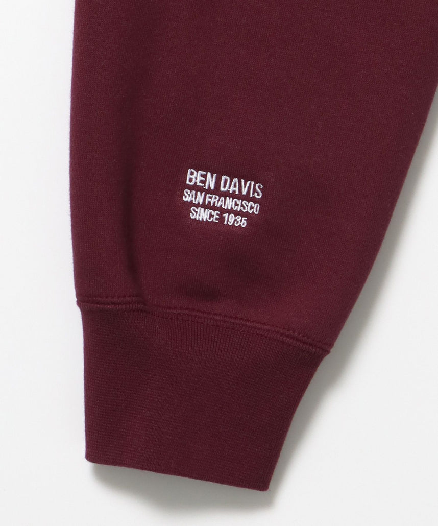 CENTER LOGO RAGLAN CREW (70's FIT) / スウェット ラグラン クルーネック 刺繍 裏起毛 バーガンディー