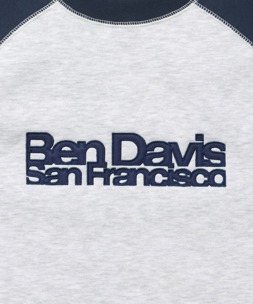 CENTER LOGO RAGLAN CREW (70's FIT) / スウェット ラグラン クルーネック 刺繍 裏起毛 ブルーグレー