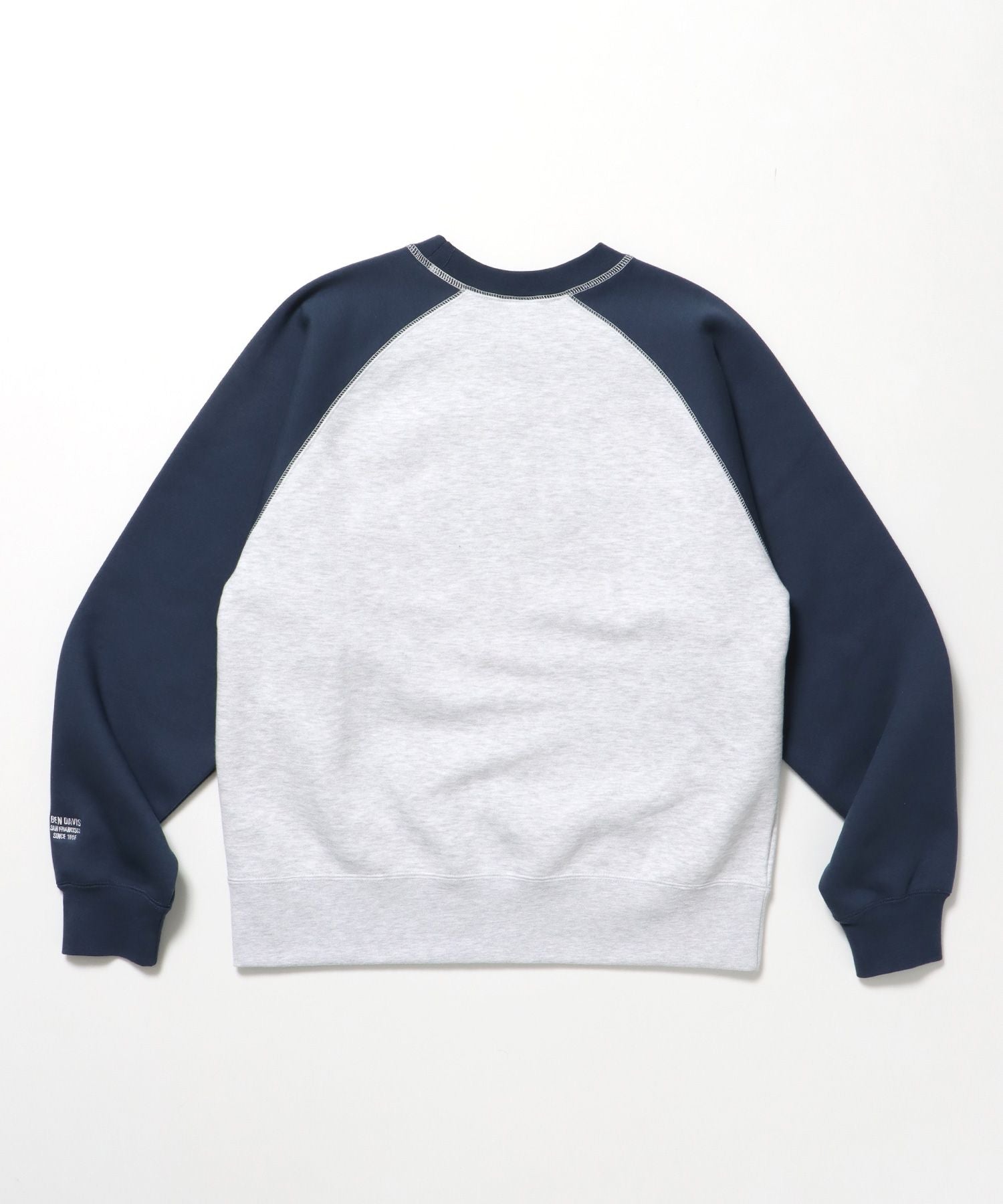 CENTER LOGO RAGLAN CREW (70's FIT) / スウェット ラグラン クルーネック 刺繍 裏起毛 ブルーグレー