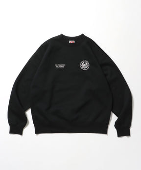 CIRCLE EMB CREW / スウェット ラグラン クルーネック 刺繍 裏起毛 ブラック